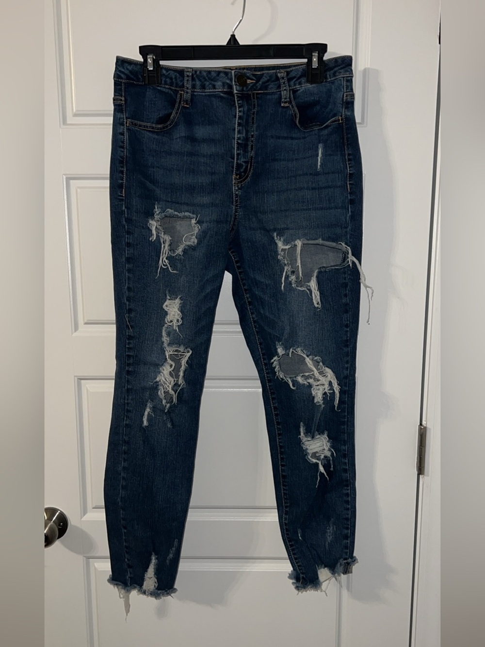SO Dark Blue Distressed Skinny Jeans
